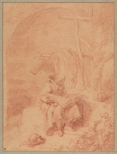 Der heilige Franziskus beim Lesen af Christian Wilhelm Ernst Dietrich