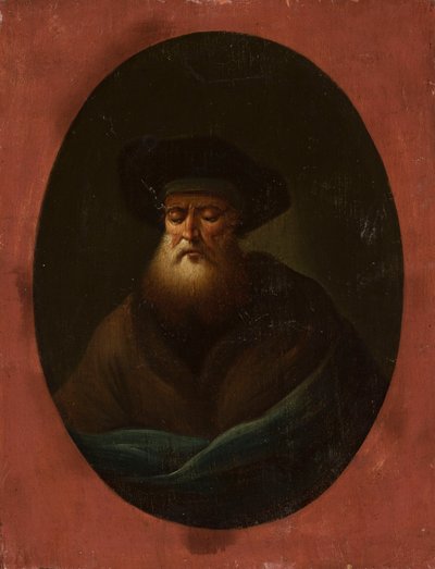 Gammel mand med blåt stof af Christian Wilhelm Ernst Dietrich