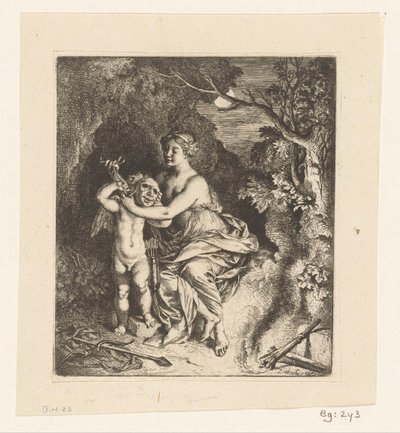 Venus lægger en maske på Amor af Christian Wilhelm Ernst Dietrich