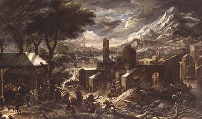 Et alpint vinterlandskab af Christian de (circle of) Koninck