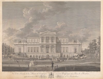 Welgelegen: Udsigt over facaden af ​​Country House ved navn Welgelegen i Harlem Wood, der tilhører Mr. Henry Hope fra Amsterdam af Christian von Mechel
