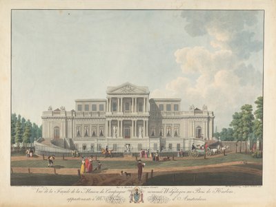Welgelegen: Udsigt over facaden af ​​Country House ved navn Welgelegen i Harlem Wood, der tilhører Mr. Henry Hope fra Amsterdam af Christian von Mechel