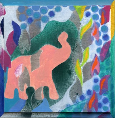 Elephant, ca. 2008 (akryl på træpanel) af Christina Saj