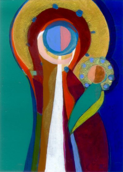 Madonna og barn, ca. 2007 (akryl på panel) af Christina Saj