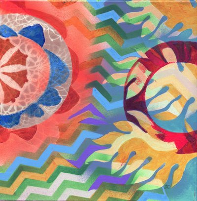 Meditation18 Waves, ca. 2017 (akryl på lærred) af Christina Saj