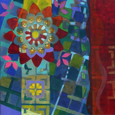 Meditation 24, ca. 2017 (akryl på panel) af Christina Saj
