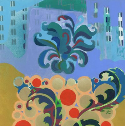 Meditation 34, ca. 2017 (akryl på panel) af Christina Saj