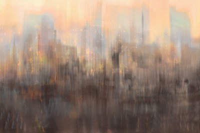 Abstrakt bybillede ved solnedgang af Christina Sillen