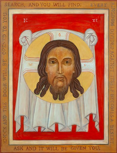 The Holy Face Icon, 2003 (æggetempera, bladguld, træ) af Christine Hales