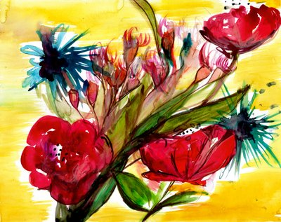 Farverig blomsterbuket af Christine Lindstrom