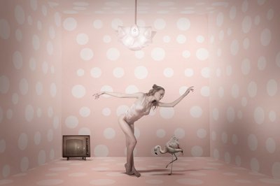 Lyserød flamingo-danser med prikker af Christine von Diepenbroek