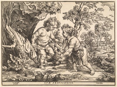 Spædbarnet Kristus og Sankt Johannes leger med Lammet af Christoffel Jegher after Sir Peter Paul Rubens