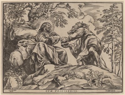 Kristi fristelse af Djævelen af Christoffel Jegher after Sir Peter Paul Rubens