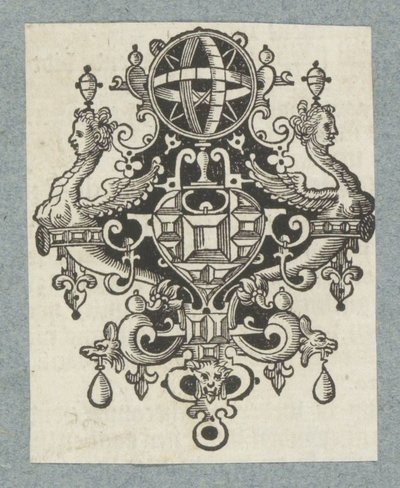 Ornament med ædelstene og himmelsk klode af Christoffel van Sichem (II) (possibly)