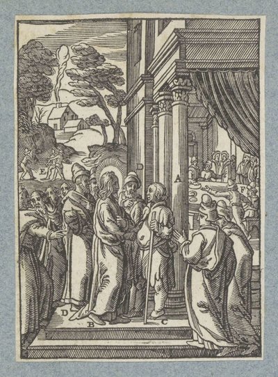 Kristus helbreder en mand med vattersot på sabbatten af Christoffel van Sichem (II)