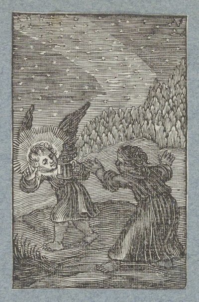 Engel med lanterne viser barnet vejen Pia Desideria (serietitel) af Christoffel van Sichem (II)