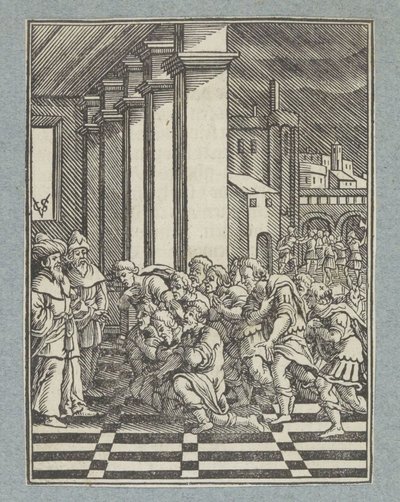 Josefs brødre knæler foran ham i Egypten af Christoffel van Sichem (II)