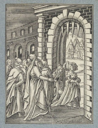 Judith og hendes tjenestepige på vej til Holofernes af Christoffel van Sichem (II)