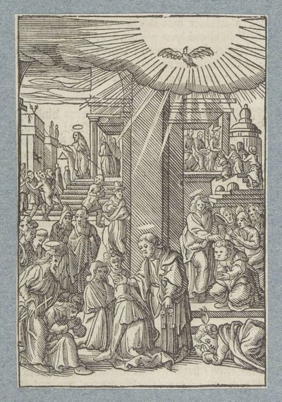 Peter, Johannes og Filip velsigner troende i Samaria af Christoffel van Sichem (II)