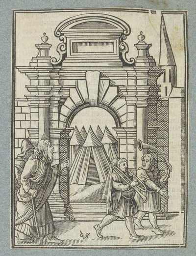 To sølvtrompeter bruges til at indkalde fællesskabet af Christoffel van Sichem (II)