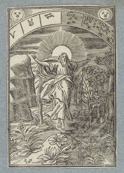 Fjerde skabelsesdag: skabelsen af ​​sol, måne og stjerner af Christoffel van Sichem (II)