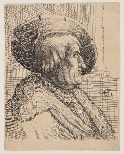 Fantasiportræt af en gammel mand i profil af Christoffel van Sichem I