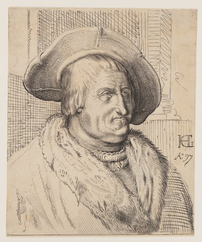 Fantasiportræt af en gammel mand med hat af Christoffel van Sichem I