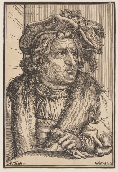 Mand med fjerklædt hat af Christoffel van Sichem I