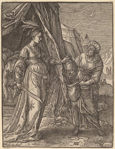 Judith med hovedet af Holofernes af Christoffel van Sichem I, after Hendrik Goltzius
