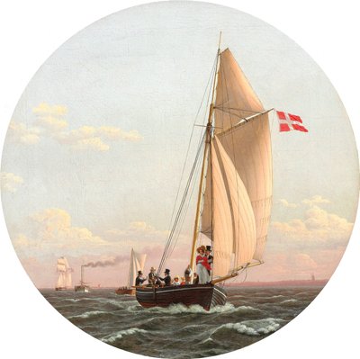 Danish: En sejlads til Charlottenlund Sailing from Copenhagen to Charlottenlund af Christoffer Wilhelm Eckersberg