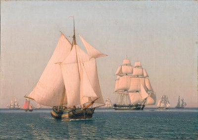 Skibe under sejl i en let brise på en klar sommer eftermiddag af Christoffer Wilhelm Eckersberg
