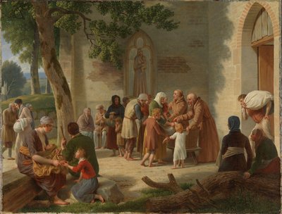 Vicelin deler brød ud til de fattige af Christoffer Wilhelm Eckersberg