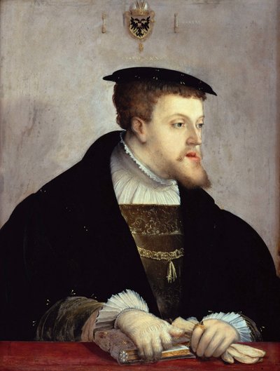 Portræt af kejser Karl V 1500-1558, ca 1532 af Christoph Amberger