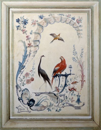 Fugletegn på den store stue i slottet Champs sur Marne. Maleri af Christophe Huet (1700-1759) af Christophe Huet