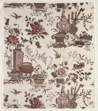 Fragment af træbloktrykt bomuld, ca. 1780. af Christophe Philippe Oberkampf