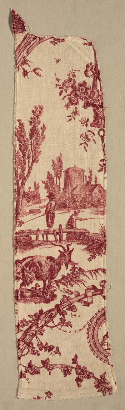 Fragmenter af kobbertrykt bomuld, ca. 1789. af Christophe Philippe Oberkampf