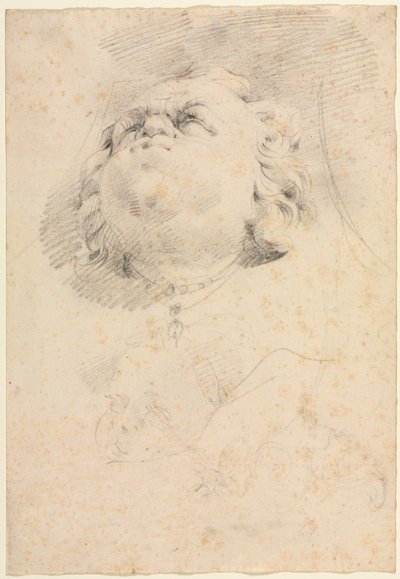 Skitse af et hoved efter Giambolognas Neptunfontæne, ca. 1654. af Christophe Veyrier