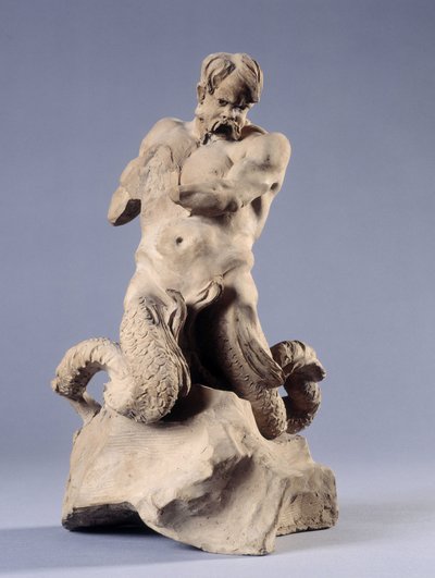 Triton. Sten skulptur af Christophe Veyrier