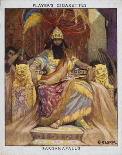 Sardanapalus (farve litho) af Christopher (after) Clark