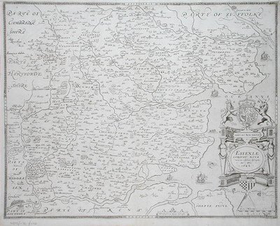 Kort over Essex, indgraveret af William Web, udgivet 1645 (gravering) af Christopher (after) Saxton