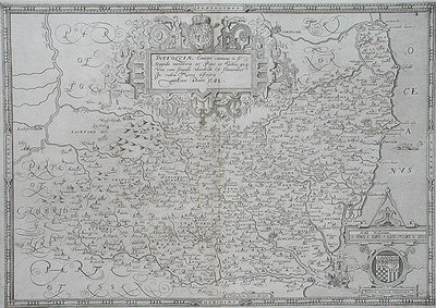 Kort over Suffolk, indgraveret af William Web af Christopher (after) Saxton
