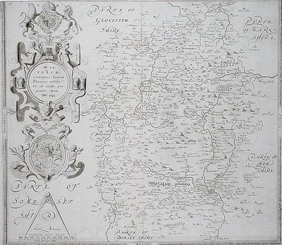 Kort over Wiltshire, graveret af William Web, udgivet 1645 (gravering) af Christopher (after) Saxton