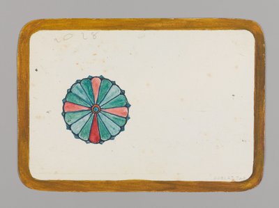 Lille kort med stiliseret krysantemum, ca. 1880. Akvarel, sort blæk og metallisk maling af Christopher Grant La Farge