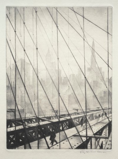 Kigger gennem Brooklyn Bridge af Christopher Richard Wynne Nevinson