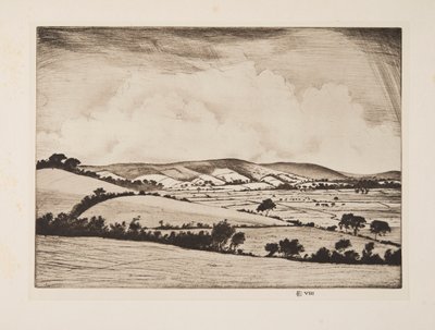 En dal i South Downs, pub. 1925. af Christopher Richard Wynne Nevinson