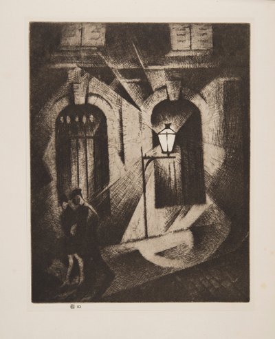 Sinister Paris Night, pub. 1929. af Christopher Richard Wynne Nevinson