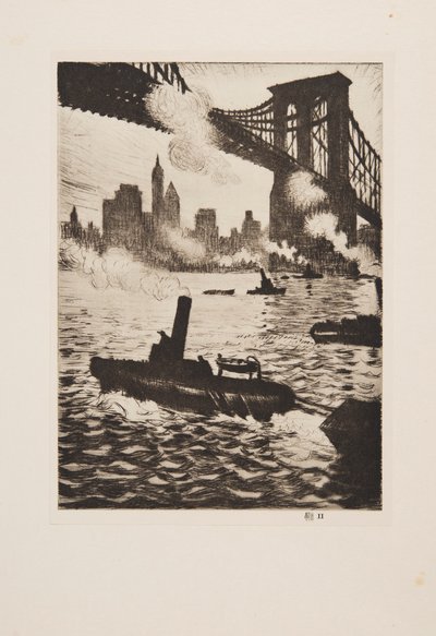 Under Brooklyn Bridge, pub 1921. af Christopher Richard Wynne Nevinson