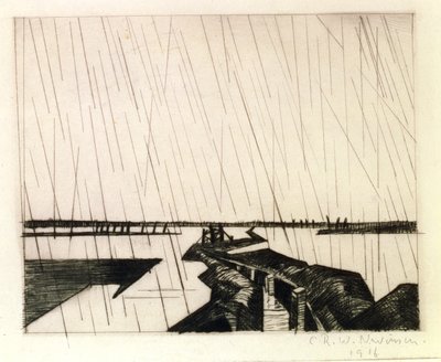 A Flooded Trench on the Yser, 1916 (tørpunkt) af Christopher Richard Wynne Nevinson