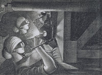 Acetylen Welders, 1917 (ætsning og tørpunkt) af Christopher Richard Wynne Nevinson