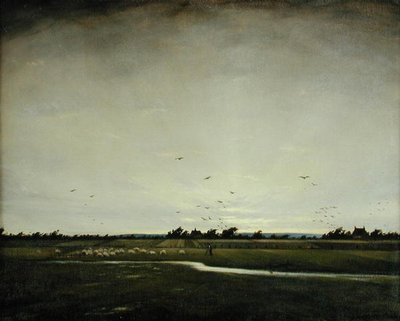 An English Landscape, Romney Marsh (olie på lærred) af Christopher Richard Wynne Nevinson
